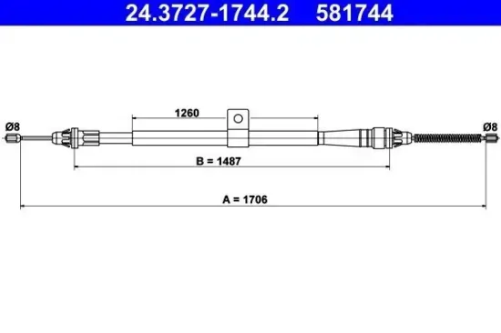 Seilzug, Feststellbremse hinten links ATE 24.3727-1744.2 Bild Seilzug, Feststellbremse hinten links ATE 24.3727-1744.2