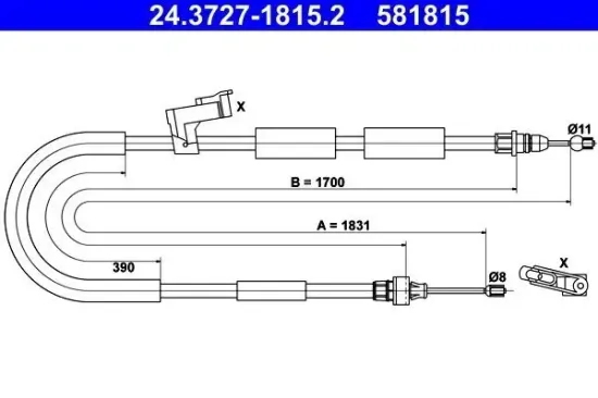 Seilzug, Feststellbremse ATE 24.3727-1815.2 Bild Seilzug, Feststellbremse ATE 24.3727-1815.2