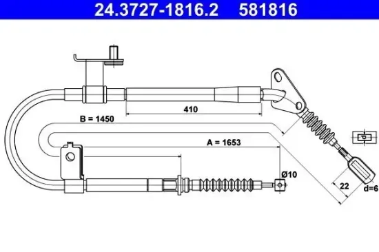 Seilzug, Feststellbremse ATE 24.3727-1816.2 Bild Seilzug, Feststellbremse ATE 24.3727-1816.2