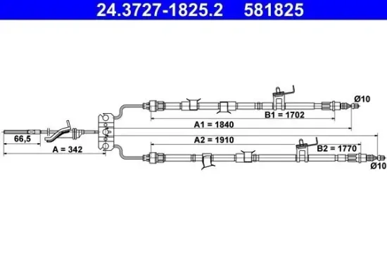 Seilzug, Feststellbremse hinten ATE 24.3727-1825.2 Bild Seilzug, Feststellbremse hinten ATE 24.3727-1825.2