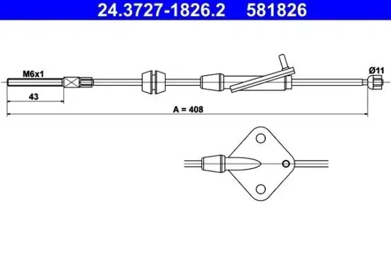 Seilzug, Feststellbremse ATE 24.3727-1826.2 Bild Seilzug, Feststellbremse ATE 24.3727-1826.2