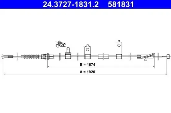 Seilzug, Feststellbremse hinten rechts ATE 24.3727-1831.2 Bild Seilzug, Feststellbremse hinten rechts ATE 24.3727-1831.2