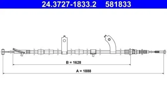 Seilzug, Feststellbremse hinten rechts ATE 24.3727-1833.2 Bild Seilzug, Feststellbremse hinten rechts ATE 24.3727-1833.2