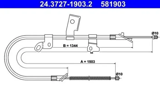 Seilzug, Feststellbremse hinten rechts ATE 24.3727-1903.2 Bild Seilzug, Feststellbremse hinten rechts ATE 24.3727-1903.2