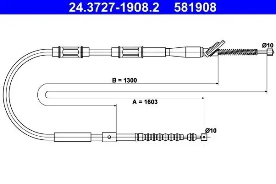 Seilzug, Feststellbremse hinten rechts ATE 24.3727-1908.2 Bild Seilzug, Feststellbremse hinten rechts ATE 24.3727-1908.2