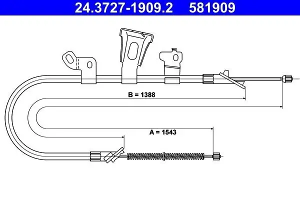 Seilzug, Feststellbremse hinten links ATE 24.3727-1909.2