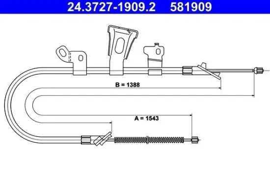 Seilzug, Feststellbremse hinten links ATE 24.3727-1909.2 Bild Seilzug, Feststellbremse hinten links ATE 24.3727-1909.2