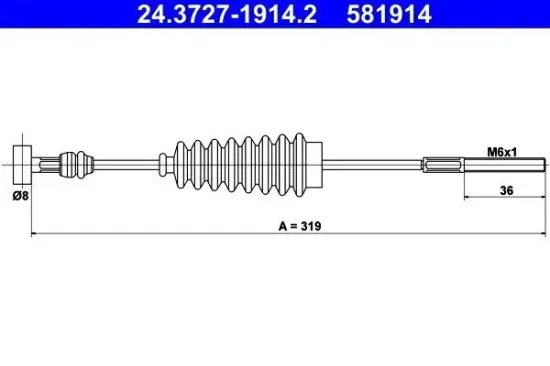 Seilzug, Feststellbremse ATE 24.3727-1914.2 Bild Seilzug, Feststellbremse ATE 24.3727-1914.2