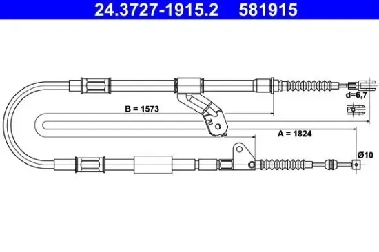 Seilzug, Feststellbremse hinten rechts ATE 24.3727-1915.2 Bild Seilzug, Feststellbremse hinten rechts ATE 24.3727-1915.2