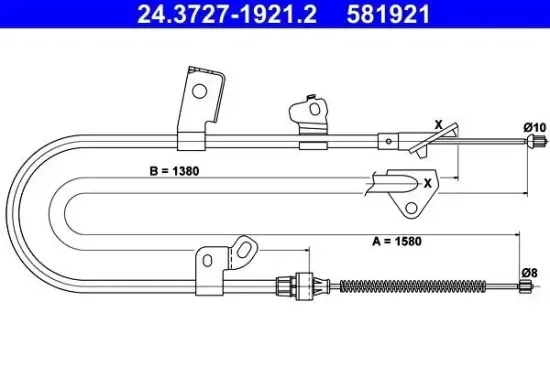 Seilzug, Feststellbremse hinten links ATE 24.3727-1921.2 Bild Seilzug, Feststellbremse hinten links ATE 24.3727-1921.2