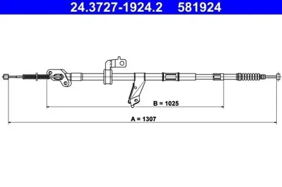 Seilzug, Feststellbremse hinten links ATE 24.3727-1924.2 Bild Seilzug, Feststellbremse hinten links ATE 24.3727-1924.2