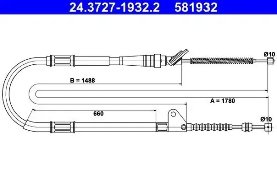 Seilzug, Feststellbremse hinten links ATE 24.3727-1932.2 Bild Seilzug, Feststellbremse hinten links ATE 24.3727-1932.2