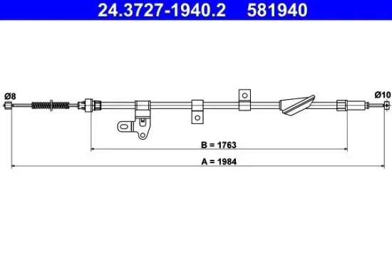 Seilzug, Feststellbremse hinten rechts ATE 24.3727-1940.2 Bild Seilzug, Feststellbremse hinten rechts ATE 24.3727-1940.2
