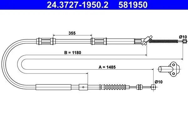 Seilzug, Feststellbremse hinten links ATE 24.3727-1950.2