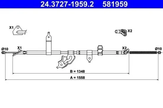 Seilzug, Feststellbremse hinten links ATE 24.3727-1959.2 Bild Seilzug, Feststellbremse hinten links ATE 24.3727-1959.2