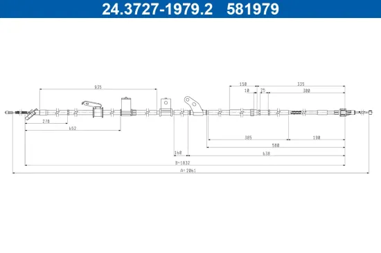 Seilzug, Feststellbremse hinten rechts ATE 24.3727-1979.2 Bild Seilzug, Feststellbremse hinten rechts ATE 24.3727-1979.2