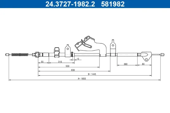Seilzug, Feststellbremse hinten rechts ATE 24.3727-1982.2 Bild Seilzug, Feststellbremse hinten rechts ATE 24.3727-1982.2