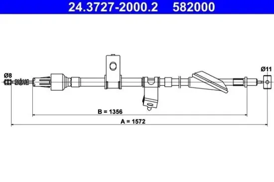Seilzug, Feststellbremse hinten rechts hinten rechts ATE 24.3727-2000.2 Bild Seilzug, Feststellbremse hinten rechts hinten rechts ATE 24.3727-2000.2