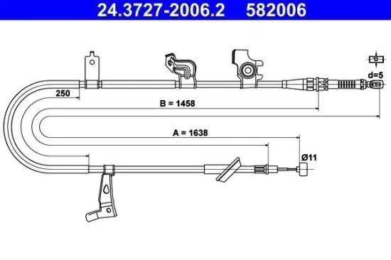 Seilzug, Feststellbremse hinten rechts ATE 24.3727-2006.2 Bild Seilzug, Feststellbremse hinten rechts ATE 24.3727-2006.2