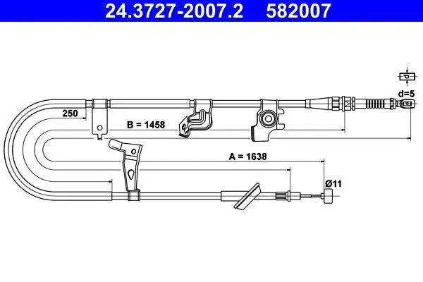 Seilzug, Feststellbremse hinten links ATE 24.3727-2007.2