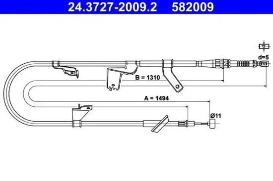 Seilzug, Feststellbremse hinten links ATE 24.3727-2009.2 Bild Seilzug, Feststellbremse hinten links ATE 24.3727-2009.2