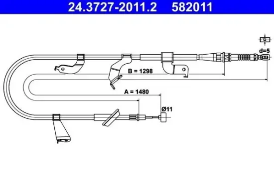 Seilzug, Feststellbremse hinten links ATE 24.3727-2011.2 Bild Seilzug, Feststellbremse hinten links ATE 24.3727-2011.2