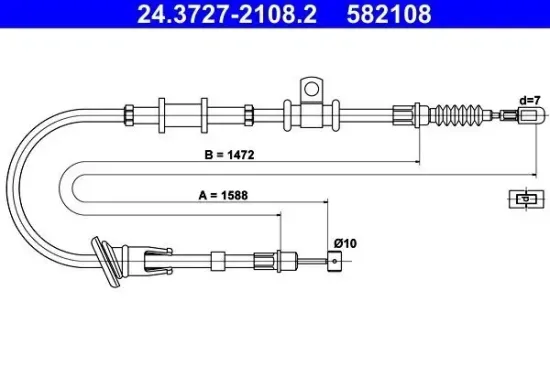 Seilzug, Feststellbremse hinten rechts ATE 24.3727-2108.2 Bild Seilzug, Feststellbremse hinten rechts ATE 24.3727-2108.2