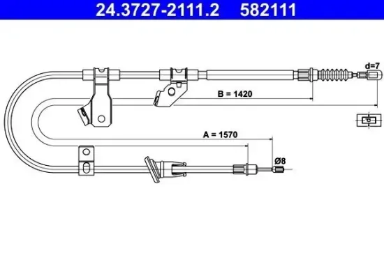 Seilzug, Feststellbremse hinten rechts ATE 24.3727-2111.2 Bild Seilzug, Feststellbremse hinten rechts ATE 24.3727-2111.2