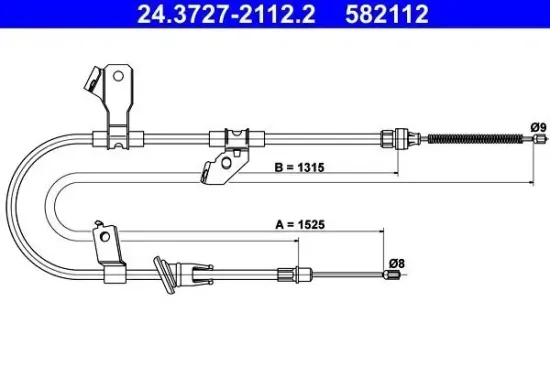 Seilzug, Feststellbremse hinten links ATE 24.3727-2112.2 Bild Seilzug, Feststellbremse hinten links ATE 24.3727-2112.2