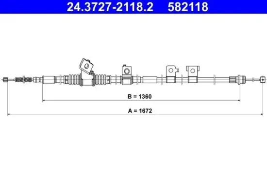 Seilzug, Feststellbremse hinten links ATE 24.3727-2118.2 Bild Seilzug, Feststellbremse hinten links ATE 24.3727-2118.2