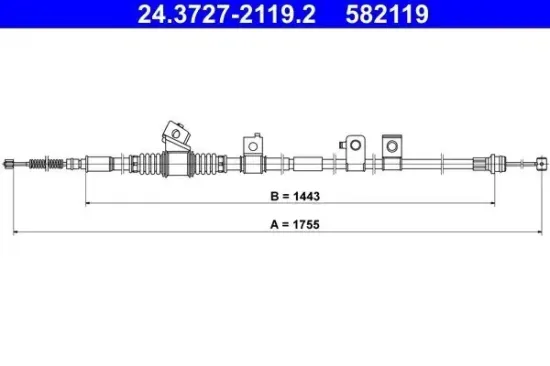 Seilzug, Feststellbremse hinten rechts ATE 24.3727-2119.2 Bild Seilzug, Feststellbremse hinten rechts ATE 24.3727-2119.2