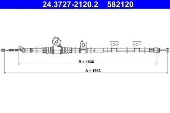 Seilzug, Feststellbremse hinten links ATE 24.3727-2120.2 Bild Seilzug, Feststellbremse hinten links ATE 24.3727-2120.2