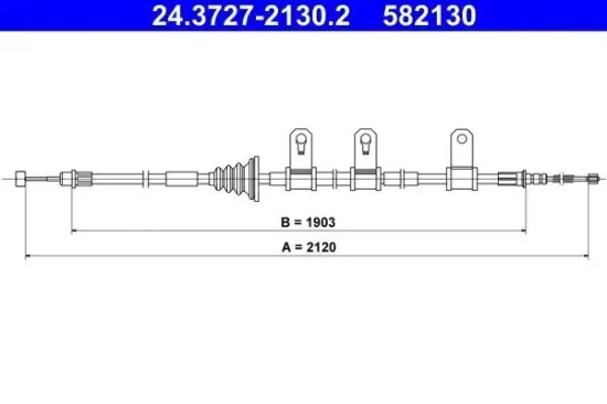Seilzug, Feststellbremse hinten links ATE 24.3727-2130.2 Bild Seilzug, Feststellbremse hinten links ATE 24.3727-2130.2