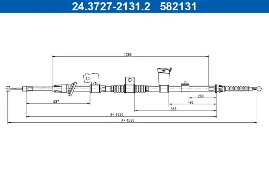 Seilzug, Feststellbremse hinten links ATE 24.3727-2131.2 Bild Seilzug, Feststellbremse hinten links ATE 24.3727-2131.2