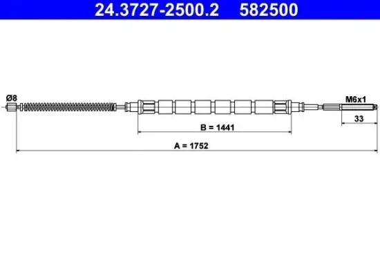 Seilzug, Feststellbremse hinten ATE 24.3727-2500.2 Bild Seilzug, Feststellbremse hinten ATE 24.3727-2500.2