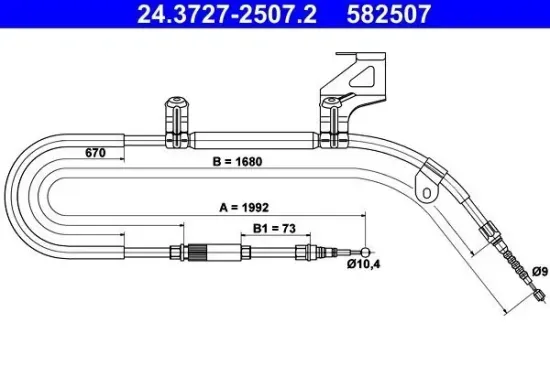 Seilzug, Feststellbremse hinten rechts ATE 24.3727-2507.2 Bild Seilzug, Feststellbremse hinten rechts ATE 24.3727-2507.2