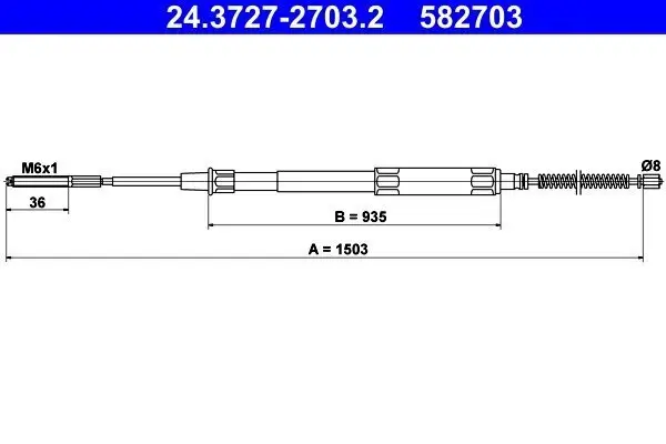 Seilzug, Feststellbremse hinten hinten ATE 24.3727-2703.2