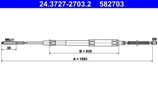 Seilzug, Feststellbremse hinten hinten ATE 24.3727-2703.2 Bild Seilzug, Feststellbremse hinten hinten ATE 24.3727-2703.2