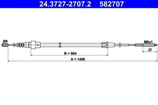 Seilzug, Feststellbremse hinten ATE 24.3727-2707.2 Bild Seilzug, Feststellbremse hinten ATE 24.3727-2707.2