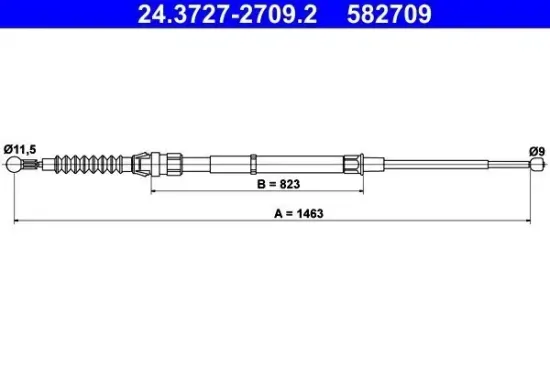 Seilzug, Feststellbremse hinten ATE 24.3727-2709.2 Bild Seilzug, Feststellbremse hinten ATE 24.3727-2709.2