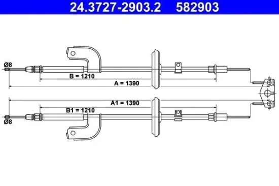Seilzug, Feststellbremse hinten ATE 24.3727-2903.2 Bild Seilzug, Feststellbremse hinten ATE 24.3727-2903.2