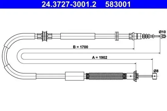 Seilzug, Feststellbremse hinten links ATE 24.3727-3001.2 Bild Seilzug, Feststellbremse hinten links ATE 24.3727-3001.2