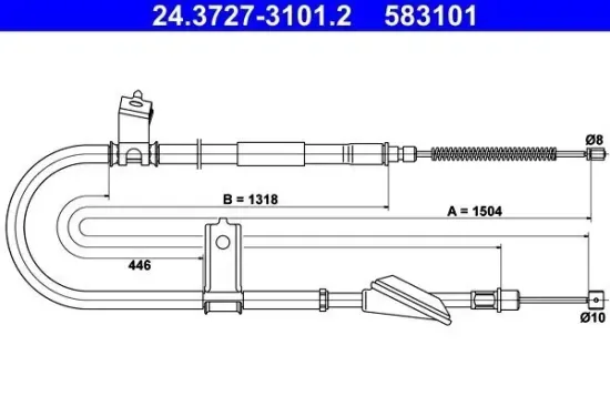 Seilzug, Feststellbremse hinten links ATE 24.3727-3101.2 Bild Seilzug, Feststellbremse hinten links ATE 24.3727-3101.2