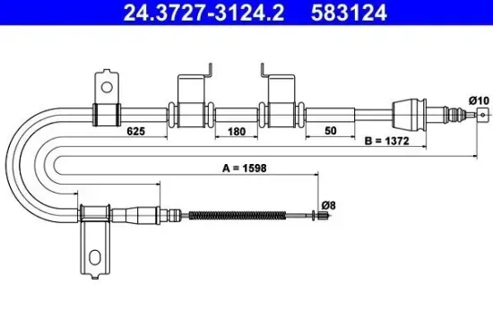 Seilzug, Feststellbremse hinten links ATE 24.3727-3124.2 Bild Seilzug, Feststellbremse hinten links ATE 24.3727-3124.2