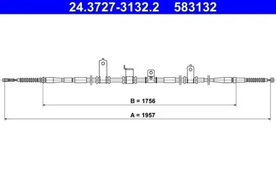 Seilzug, Feststellbremse hinten rechts ATE 24.3727-3132.2 Bild Seilzug, Feststellbremse hinten rechts ATE 24.3727-3132.2