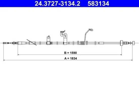 Seilzug, Feststellbremse hinten links ATE 24.3727-3134.2 Bild Seilzug, Feststellbremse hinten links ATE 24.3727-3134.2
