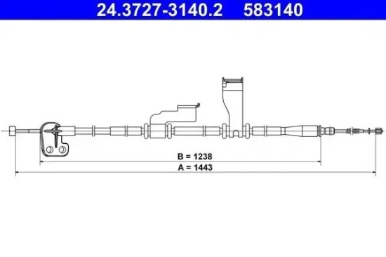 Seilzug, Feststellbremse hinten rechts ATE 24.3727-3140.2 Bild Seilzug, Feststellbremse hinten rechts ATE 24.3727-3140.2