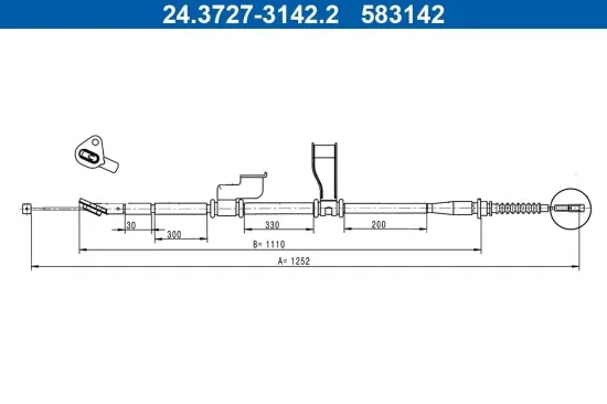 Seilzug, Feststellbremse hinten links ATE 24.3727-3142.2 Bild Seilzug, Feststellbremse hinten links ATE 24.3727-3142.2