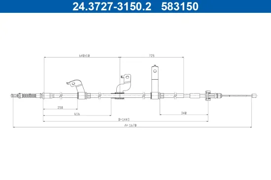 Seilzug, Feststellbremse hinten links ATE 24.3727-3150.2 Bild Seilzug, Feststellbremse hinten links ATE 24.3727-3150.2