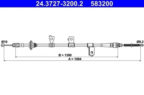 Seilzug, Feststellbremse hinten links ATE 24.3727-3200.2 Bild Seilzug, Feststellbremse hinten links ATE 24.3727-3200.2